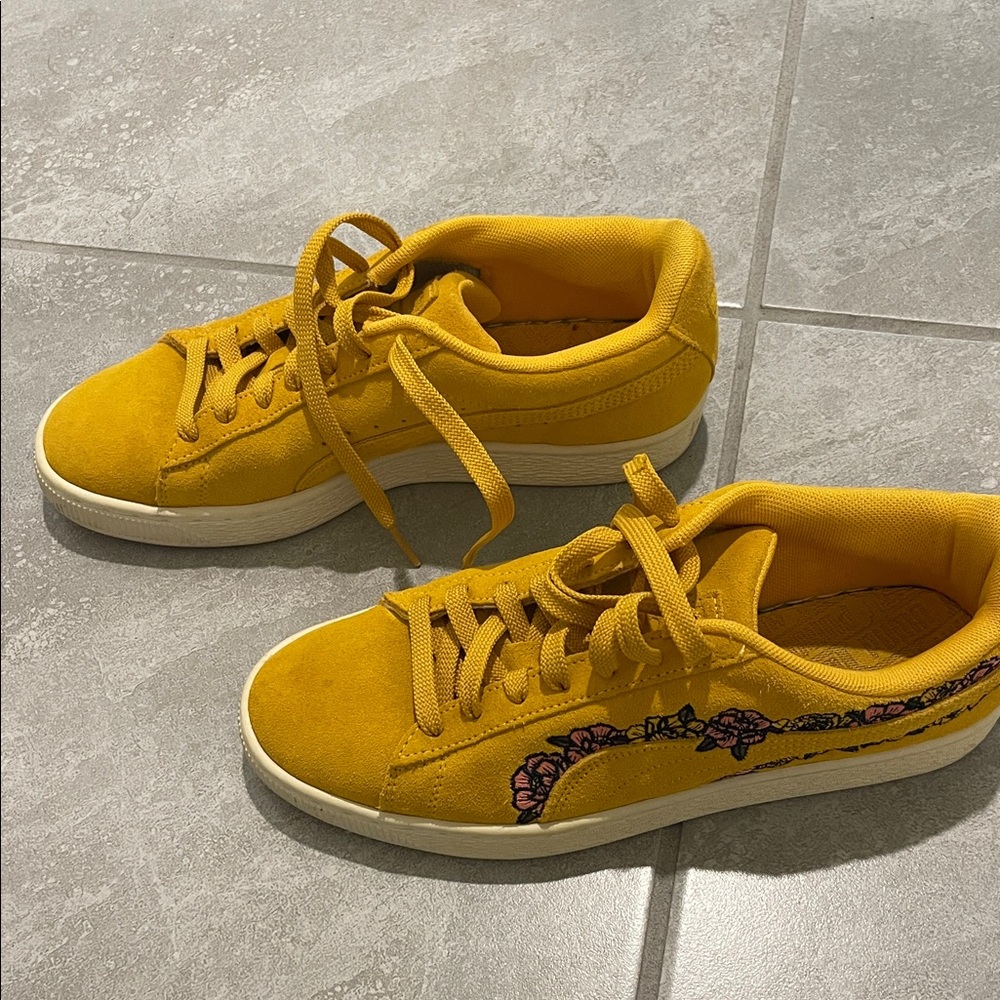 Puma Yellow Floral Sneakers